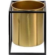 Clayre & Eef Bloempot 14x14x16 cm Goudkleurig Zwart IJzer