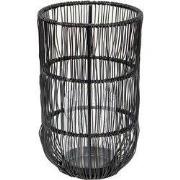 Clayre & Eef Windlicht Ø 13x23 cm Zwart Metaal