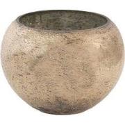 Clayre & Eef Theelichthouder Ø 19x14 cm Zilverkleurig Glas