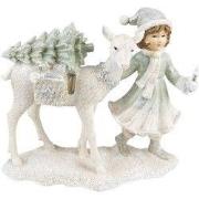 Clayre & Eef Beeld Kind 18 cm Wit Polyresin