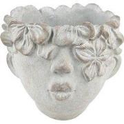 Clayre & Eef Bloempot Hoofd 20x18 cm Grijs Steen