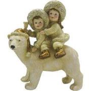 Clayre & Eef Beeld Kinderen 13x7x15 cm Beige Goudkleurig Polyresin