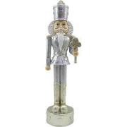 Clayre & Eef Beeld Notenkraker 24 cm Zilverkleurig Wit Kunststof