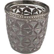 Clayre & Eef Theelichthouder Ø 7x7 cm Grijs Glas