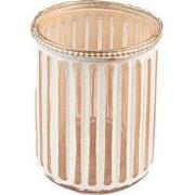 Clayre & Eef Theelichthouder Ø 10x11 cm Beige Glas