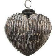 Clayre & Eef Kerstbal 7x4x8 cm Grijs Glas