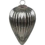 Clayre & Eef Kerstbal XL Ø 16x25 cm Zilverkleurig Glas