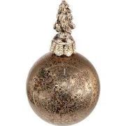 Clayre & Eef Kerstbal Ø 8 cm Bruin Glas Kerstboom