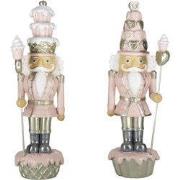 Clayre & Eef Beeld Set van 2 Notenkraker 23 cm Roze Wit Kunststof