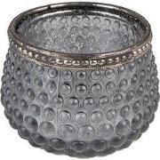 Clayre & Eef Theelichthouder Ø 8x6 cm Grijs Glas