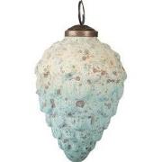Clayre & Eef Kerstbal Ø 8 cm Turquoise Beige Glas