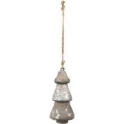 Clayre & Eef Kersthanger Kerstboom Ø 6x13 cm Zilverkleurig Hout