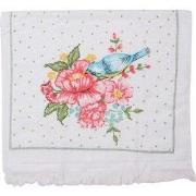 Clayre & Eef Gastendoekje 40x66 cm Wit Roze Katoen Bloemen