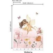Fee in roze bloemenzee - Kinderbehang - 194,8 cm x 280 cm - Walloha