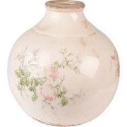 Clayre & Eef Vaas Ø 25x25 cm Roze Beige Keramiek Bloemen