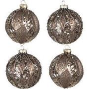 Clayre & Eef Kerstbal Set van 4 Ø 8 cm Bruin Glas