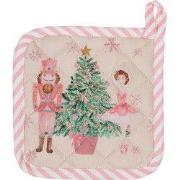 Clayre & Eef Pannenlap Kind 16x16 cm Beige Roze Katoen Notenkraker