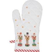 Clayre & Eef Kind Ovenwant 12x21 cm Wit Rood Katoen Notenkrakers