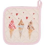 Clayre & Eef Pannenlap Kind 16x16 cm Beige Roze Katoen IJsjes