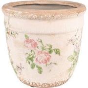 Clayre & Eef Bloempot Ø 18x17 cm Roze Beige Keramiek Bloemen