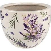 Clayre & Eef Bloempot Ø 15x11 cm Paars Groen Keramiek Lavendel