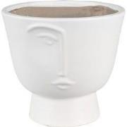 Clayre & Eef Bloempot Ø 17x15 cm Wit Keramiek Gezicht