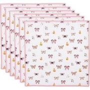 Clayre & Eef Servetten Katoen Set van 6 Beige Roze Katoen Vlinders