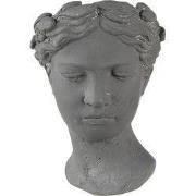 Clayre & Eef Bloempot Hoofd 18x17x25 cm Grijs Steen