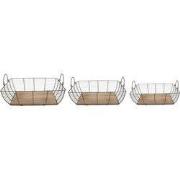 Clayre & Eef Opbergmand Set van 3 35x25x11 cm Grijs Bruin IJzer