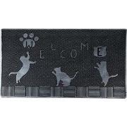 Clayre & Eef Deurmat 75x45 cm Zwart Rubber Katten