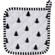 Clayre & Eef Pannenlap 20x20 cm Zwart Wit Katoen Kerstbomen