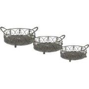 Clayre & Eef Opbergmand Set van 3 Grijs Groen IJzer