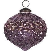 Clayre & Eef Kerstbal Ø 8x8 cm Paars Glas