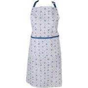 Clayre & Eef Keukenschort 70x85 cm Wit Blauw Katoen Roosjes