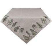 Clayre & Eef Tafelkleed 150x150 cm Beige Groen Katoen Dennenbomen