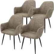 Set van 2 eetkamerstoelen, grijs beige, met rugleuning en armleuningen