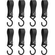 QUVIO ophanghaak met leren bandje - Zwart - set van 8