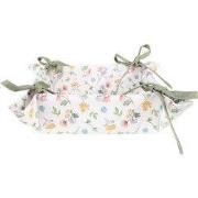 Clayre & Eef Broodmand 35x35x8 cm Wit Groen Katoen Bloemen