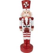 Clayre & Eef Kerstdecoratie Beeld Notenkraker 37 cm Rood Wit Polyresin