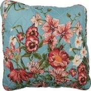 Clayre & Eef Kussenhoes 40x40 cm Blauw Roze Katoen Bloemen