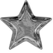 Clayre & Eef Decoratie schaal Ster 16x16 cm Zilverkleurig Keramiek