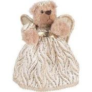 Clayre & Eef Kerstdecoratie Beer 25 cm Beige Goudkleurig Kunststof