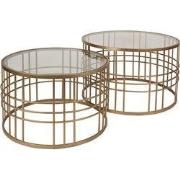 Clayre & Eef Salontafel Set van 2 Ø75x46 / Ø66x41 cm Goudkleurig Metaa...