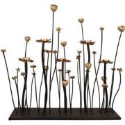 Clayre & Eef Kandelaar 69x15x66 cm Zwart Goudkleurig Metaal Bloemen