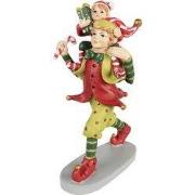 Clayre & Eef Kerstdecoratie Beeld Elf 19 cm Rood Groen Polyresin