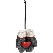 Clayre & Eef Kersthanger Wanten 8x5x9 cm Grijs Polyresin