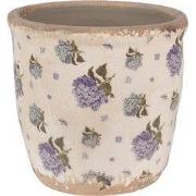 Clayre & Eef Bloempot Ø 13x12 cm Beige Blauw Keramiek Bloemen