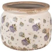 Clayre & Eef Bloempot Ø 20x15 cm Beige Blauw Keramiek Bloemen