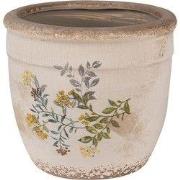 Clayre & Eef Bloempot Ø 16x14 cm Beige Geel Keramiek Bloemen