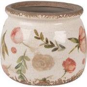 Clayre & Eef Bloempot Ø 16x13 cm Beige Roze Keramiek Bloemen